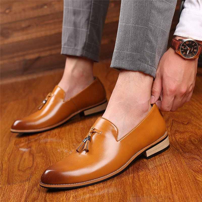 Qmaigie Social shoe male leather Luxury Brand mens wedding dress shoes Business Men Soft Formal men original Shoes big size 46