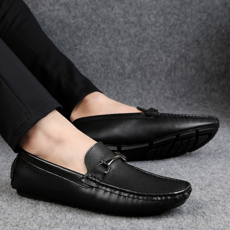 Man Shoes Classic Fashion Italian Style Genuine Leather Men Loafers Slip-On Mens Leather Loafers Good Quality Men Luxury Shoes