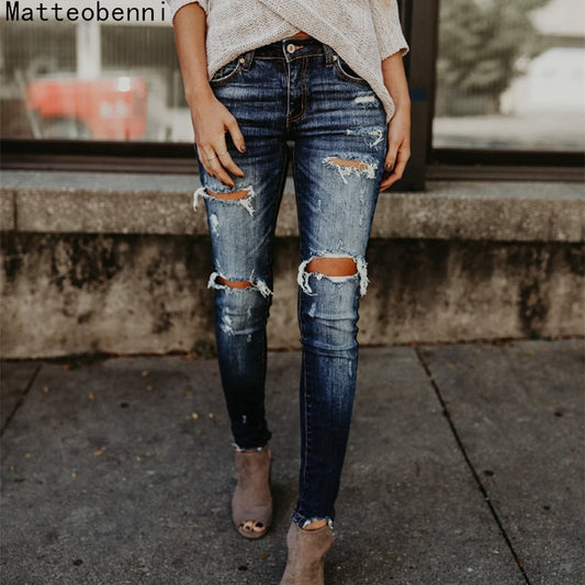 Boyfriend Hole Ripped Jeans Women Pants Cool Denim Vintage skinny push up jeans High Waist Casual ladies jeans Slim mom jeans