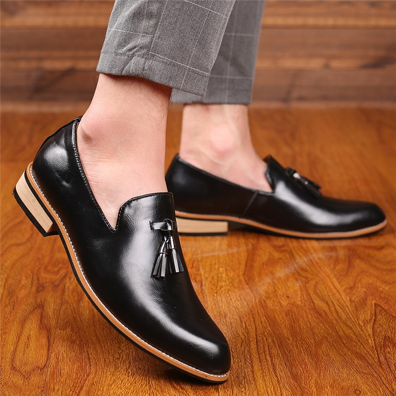 Qmaigie Social shoe male leather Luxury Brand mens wedding dress shoes Business Men Soft Formal men original Shoes big size 46