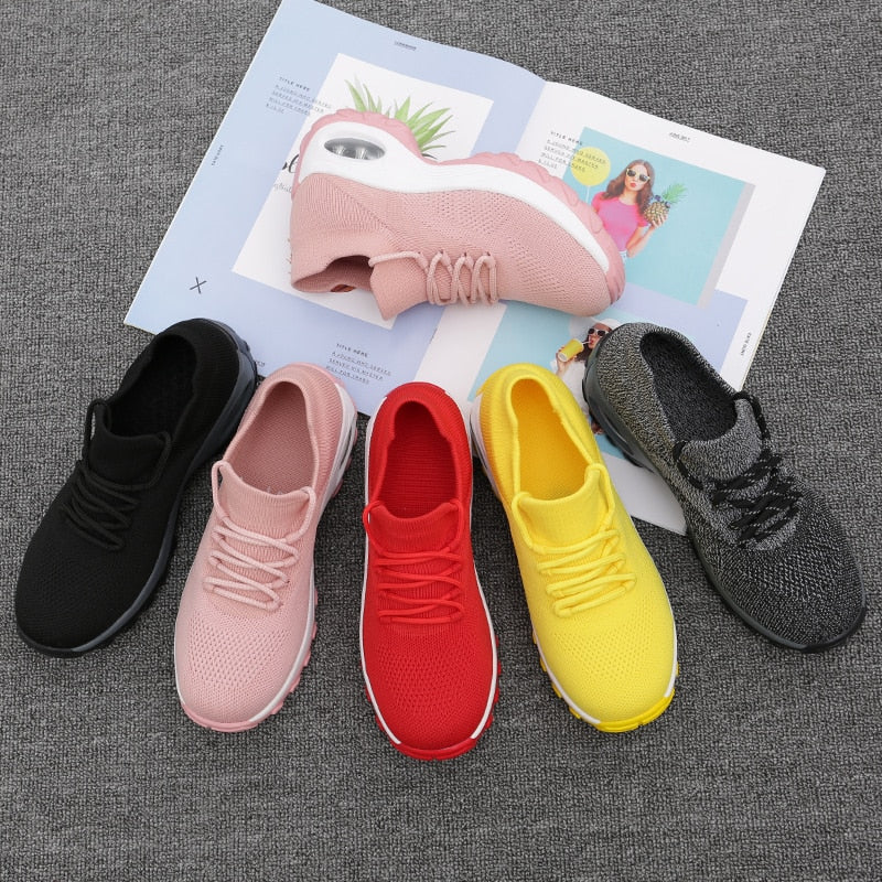 Platform Sneakers Women Flats 2022 Breathable Casual Shoes Flats 6 Colors Wedges Sneakers for Women Mesh Sock Zapatos De Mujer