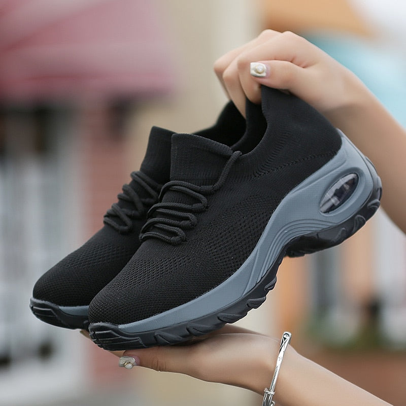 Platform Sneakers Women Flats 2022 Breathable Casual Shoes Flats 6 Colors Wedges Sneakers for Women Mesh Sock Zapatos De Mujer
