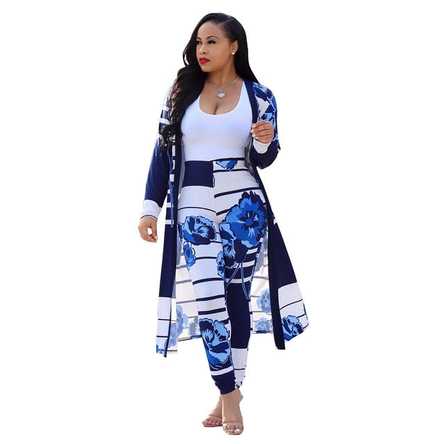 Women print long sleeve cardigan pants summer two piece set long cardigan pants 2 piece set summer women&#39;s suits loose sexy