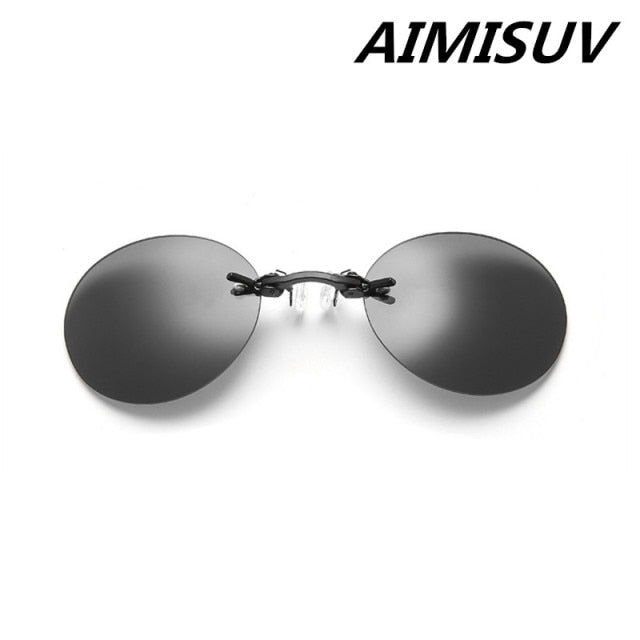 AIMISUV Round Rimless Sunglasses Men Matrix Morpheus Men's Classic Clamp Nose Glasses  Mini Frameless Brand Design Glasses UV400