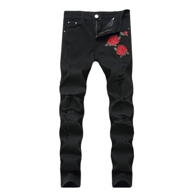 White Ripped Jeans Men With Holes Super Skinny Famous Designer Brand Slim Fit Destroyed Jeans Pencil pants Slim zipper Jeans