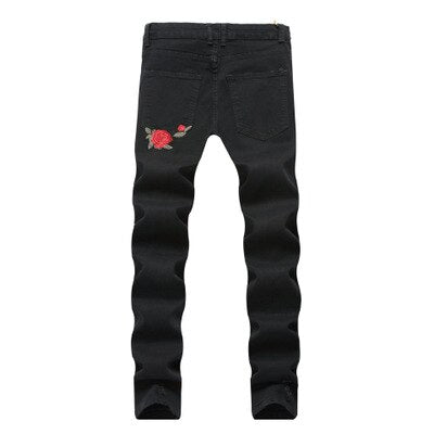 White Ripped Jeans Men With Holes Super Skinny Famous Designer Brand Slim Fit Destroyed Jeans Pencil pants Slim zipper Jeans