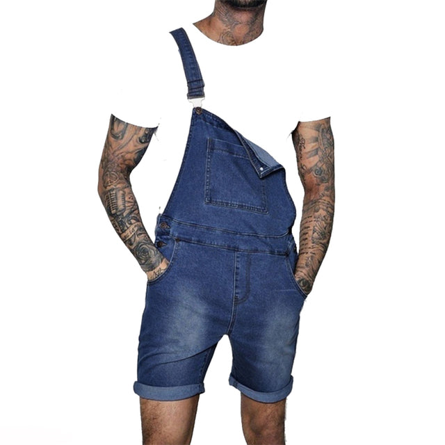 Pink Denim Overall Shorts for Men 2020 Fashion Hip Hop Streetwear Mens Jeans Overall Shorts Plus Size Short Jean Jumpsuits