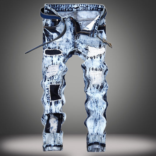 Denim Designer Hole MOTO BIKE Jeans High Quality Ripped for Men Size 28-38 40 42 2022 Autumn Spring HIP HOP Punk Streetwear