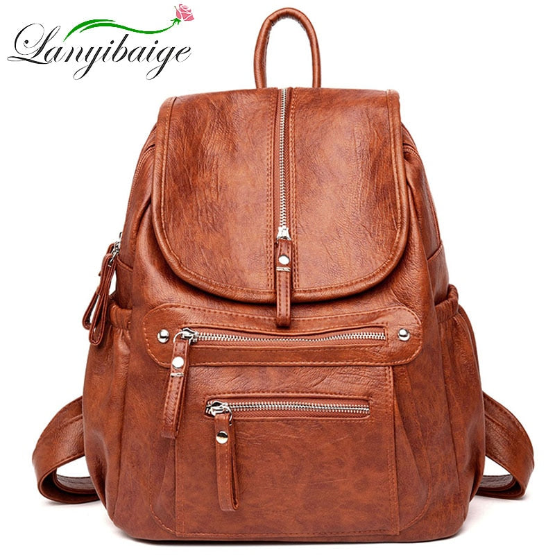 Women High quality leather Backpacks Vintage Female Shoulder Bag Sac a Dos Travel Ladies Bagpack Mochilas School Bags For Girls