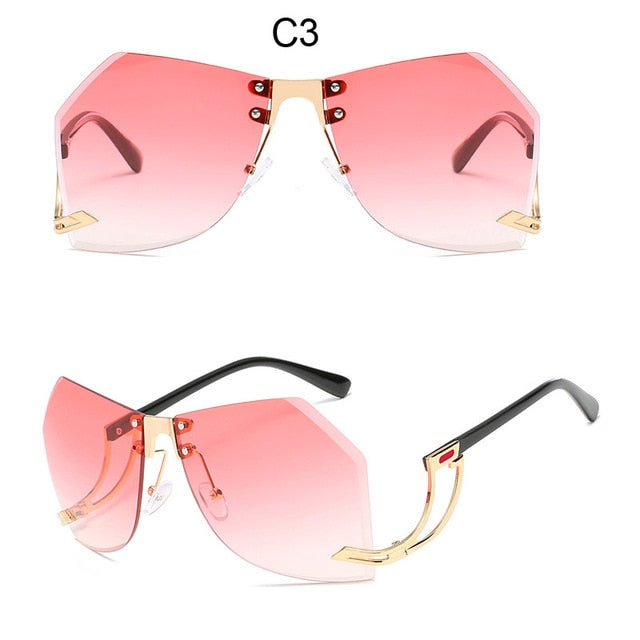 2021 New Irregular Rimless Sunglasses Women Brand Designer Alloy Frame Oversize Gradient Sun Glasses Fashion Female Clear Shades