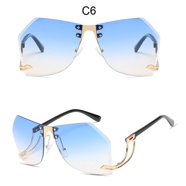 2021 New Irregular Rimless Sunglasses Women Brand Designer Alloy Frame Oversize Gradient Sun Glasses Fashion Female Clear Shades