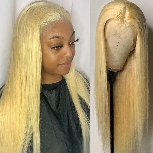 Human Hair Wigs Blonde Lace Part Wig For Women 613 28 30 Inch Frontal Pre Plucked Glueless Transparent Honey Blonde Straight Wig