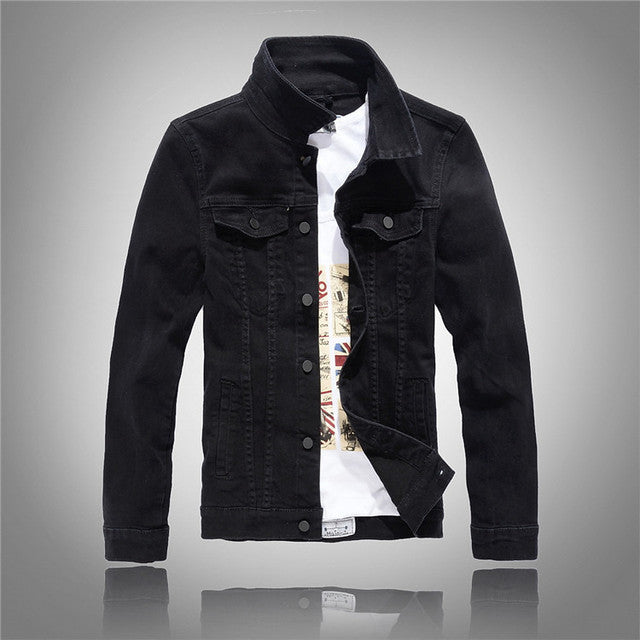 Jeans Coats Jacket Men&#39;s Korean Style Spring and Autumn Denim Jacket Slim Long-sleeved Casual Denim Jacket Solid Color Young Boy