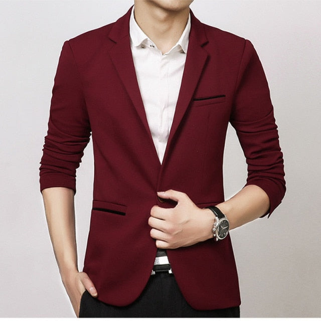 Brand Mens Casual Blazers Autumn Spring Fashion Slim Suit Jacket Men Blazer Masculino Clothing Vetement Homme M~5XL HF1415