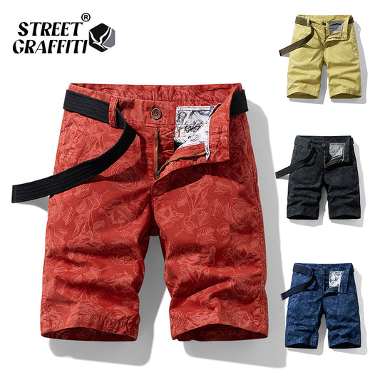 2021 New Spring Men Cotton Print Men&#39;s Shorts Clothing Summer Casual Breeches Bermuda Fashion Jeans For Beach Pants Men Short