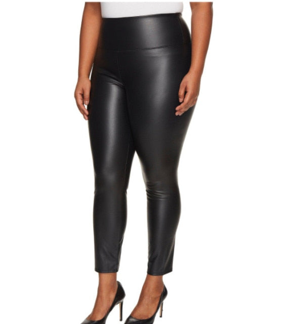 Plus Size Leggings for Women Big Size 5XL 6XL 7XL Black  Girls Spandex Clothing Faux Leather PU Leggings ouc088