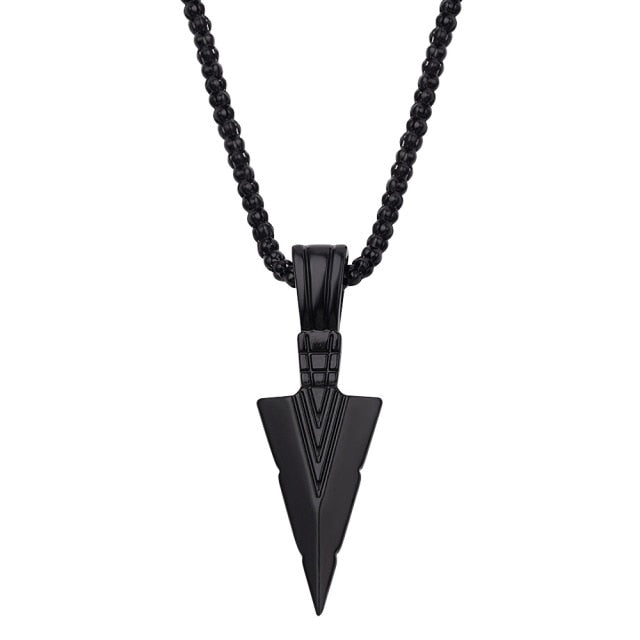 2021 Men&#39;s Fashion Jewelry Black Gold Silver color Arrow Head Pendant Long Chain Necklaces mens necklaces  Arrow