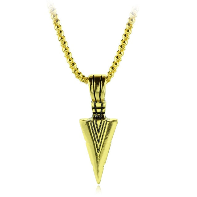 2021 Men&#39;s Fashion Jewelry Black Gold Silver color Arrow Head Pendant Long Chain Necklaces mens necklaces  Arrow