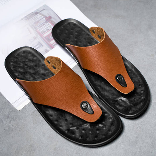 YRZL Slippers Summer Flip-Flops for Men Beach Slippers Brown Sandals Comfortable Shoes Non-Slip Bathroom Shoes  Men Slides