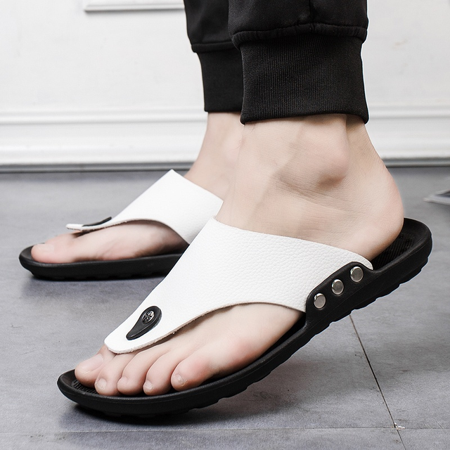 YRZL Slippers Summer Flip-Flops for Men Beach Slippers Brown Sandals Comfortable Shoes Non-Slip Bathroom Shoes  Men Slides