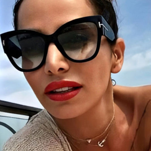 Women Sunglasses  New Fashion Brand Designer Cat Eye Female Gradient Points Sun Glasses Big Oculos feminino de sol UV400