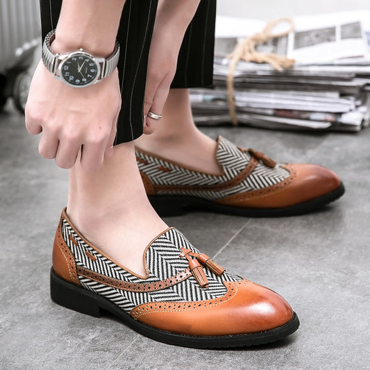 Mens Leather Loafers slip on tassel Wedding Party Men Shoes Luxury brand Noble Elegant Dress Shoes for Men moccasins big size 48