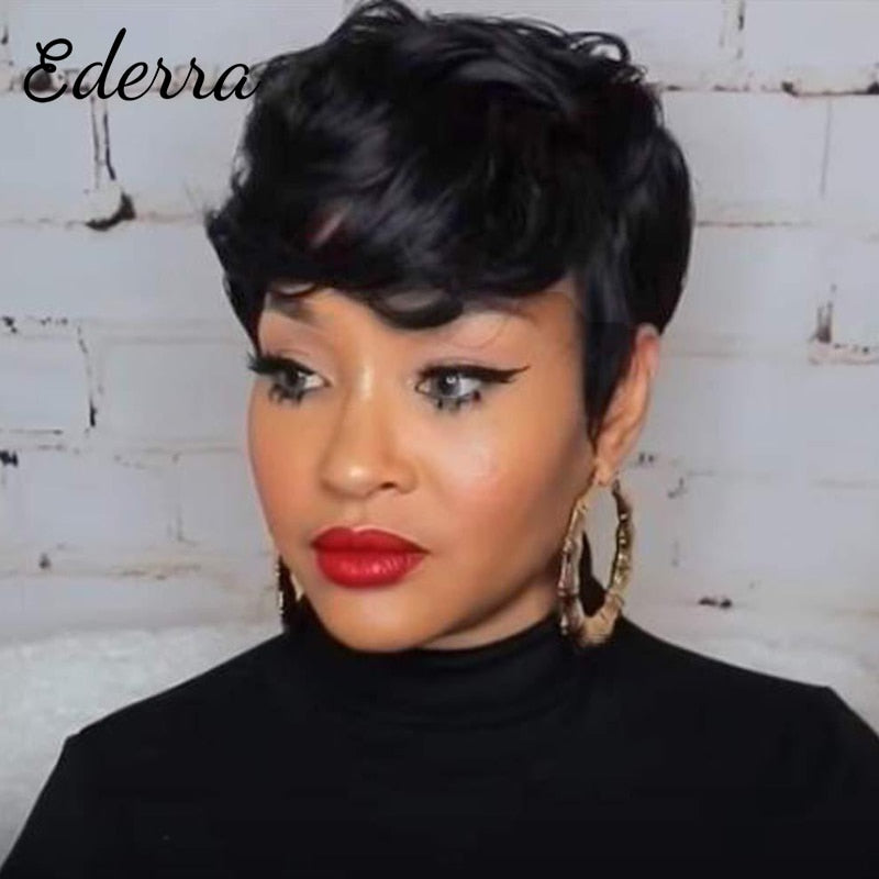 Short Pixie Cut Straight Hair Wig Peruvian Human Hair Wigs For Black Women 150% Glueless Machine Made Wig Free Shipping