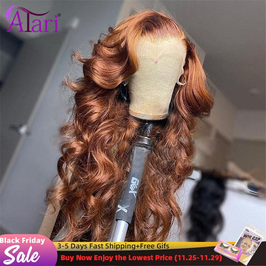 Atari Ginger Brown Body Wave Wig Brazilian Human Hair Wigs Pre Plucked Lace Frontal Wig Transparent Lace for Black Women