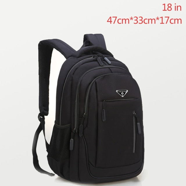 Large Capacity Backpack Men Laptop Backpacks 15.6 Oxford Black Solid High School Bags Teen College Boy Gril Student Backpack