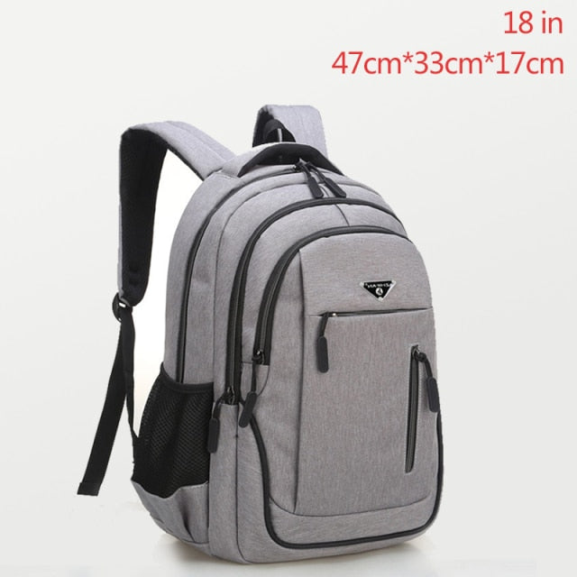 Large Capacity Backpack Men Laptop Backpacks 15.6 Oxford Black Solid High School Bags Teen College Boy Gril Student Backpack