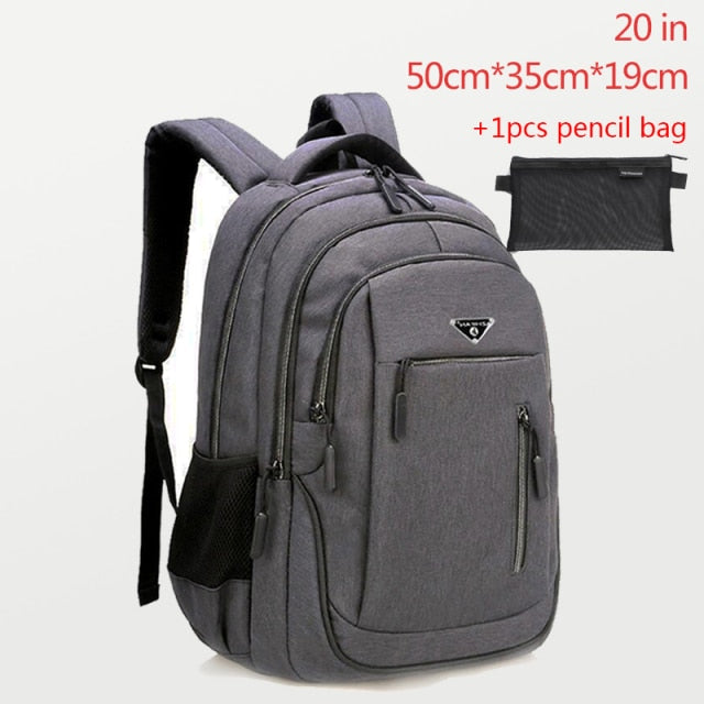 Large Capacity Backpack Men Laptop Backpacks 15.6 Oxford Black Solid High School Bags Teen College Boy Gril Student Backpack