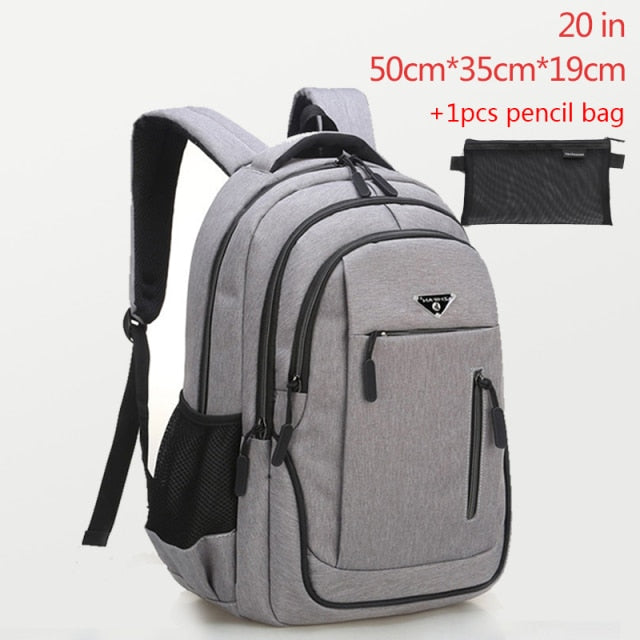 Large Capacity Backpack Men Laptop Backpacks 15.6 Oxford Black Solid High School Bags Teen College Boy Gril Student Backpack