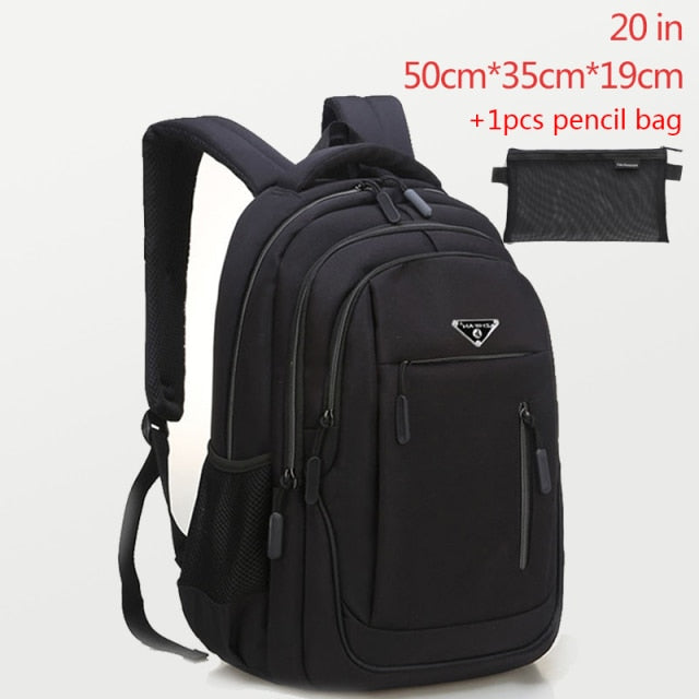 Large Capacity Backpack Men Laptop Backpacks 15.6 Oxford Black Solid High School Bags Teen College Boy Gril Student Backpack