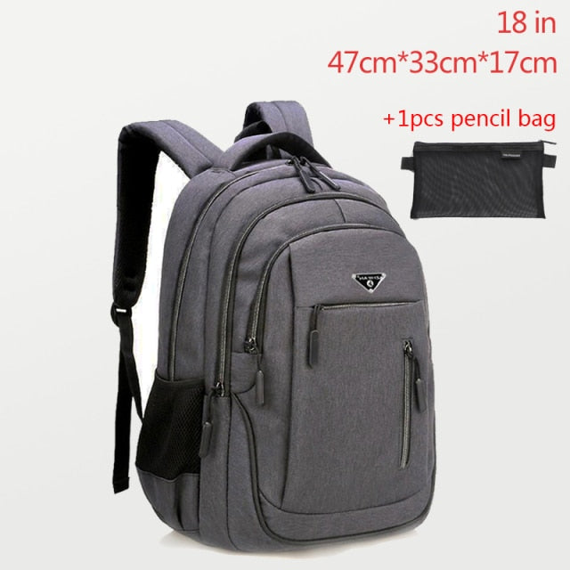 Large Capacity Backpack Men Laptop Backpacks 15.6 Oxford Black Solid High School Bags Teen College Boy Gril Student Backpack