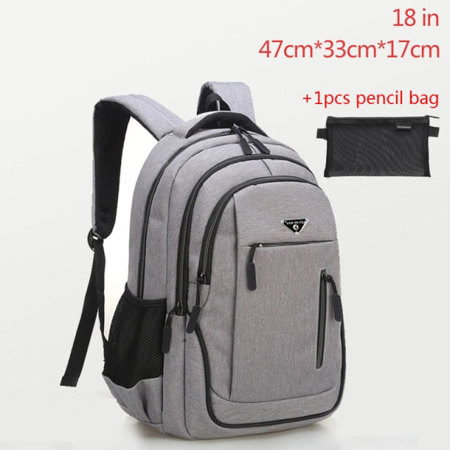 Large Capacity Backpack Men Laptop Backpacks 15.6 Oxford Black Solid High School Bags Teen College Boy Gril Student Backpack