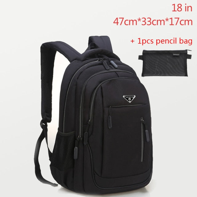 Large Capacity Backpack Men Laptop Backpacks 15.6 Oxford Black Solid High School Bags Teen College Boy Gril Student Backpack