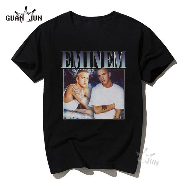 Men&#39;s T-Shirt Rap Eminem Tupac PLAYBOI Tshirt Unisex Cotton Vintage Black T Shirt Casual 80 90S Hip Hop Streetwear Tees Lil Peep