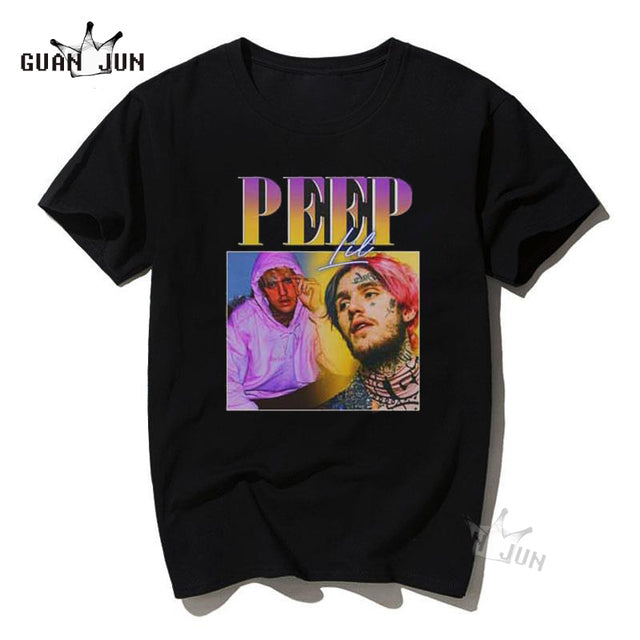 Men&#39;s T-Shirt Rap Eminem Tupac PLAYBOI Tshirt Unisex Cotton Vintage Black T Shirt Casual 80 90S Hip Hop Streetwear Tees Lil Peep