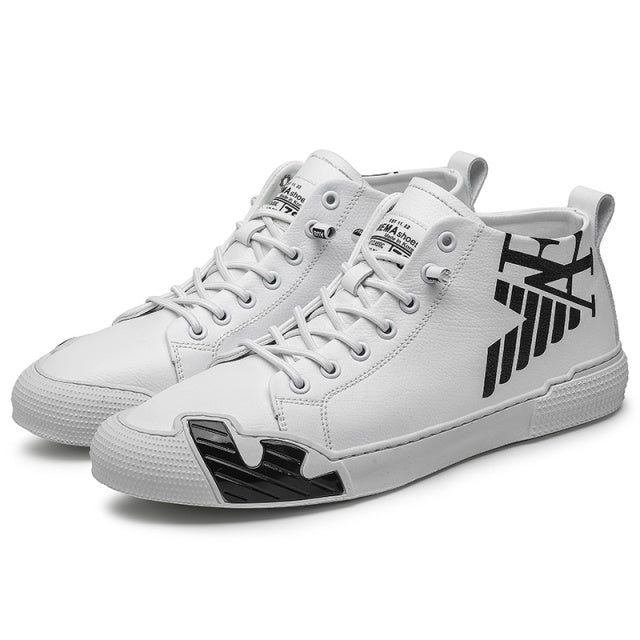 Topvivi men shoes leather luxury brand 2021 Fashion High top Sneakers Men Comfortable Sport Shoes men Vulcanize Shoes white