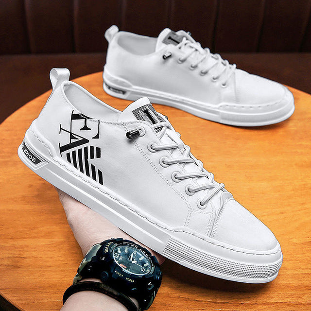 Topvivi men shoes leather luxury brand 2021 Fashion High top Sneakers Men Comfortable Sport Shoes men Vulcanize Shoes white