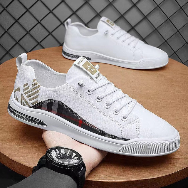 Topvivi men shoes leather luxury brand 2021 Fashion High top Sneakers Men Comfortable Sport Shoes men Vulcanize Shoes white