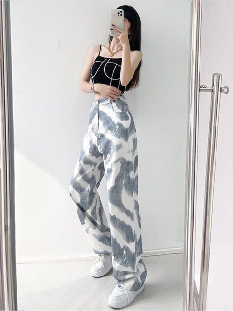 Cool Women Loose Vintage Pants Girl Fashion Harajuku Baggy Jeans Casual Funny Clothing Ins Gothic Trousers Summer Straight Jeans