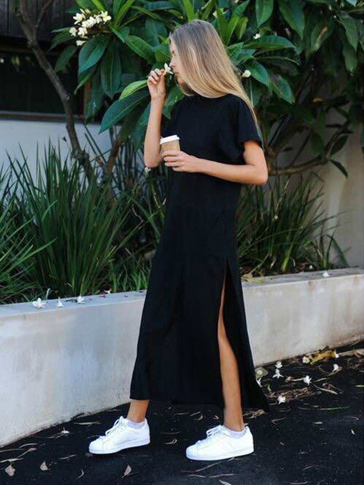 Germinate Maxi T Shirt Dress Women Summer Beach Sexy Party Bodycon Elegant Vintage Casual Cotton Black Long Dresses Sundress