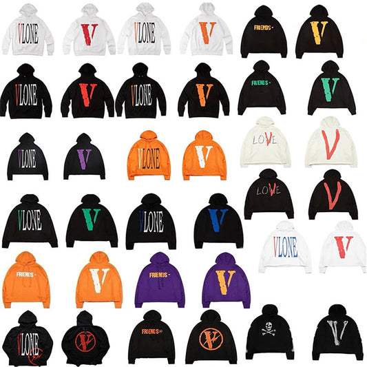 VLONE men women sweaters are comfortable and loose street hip-hop fashion hooded Hoodies fashion 100% cotton lapel sweater