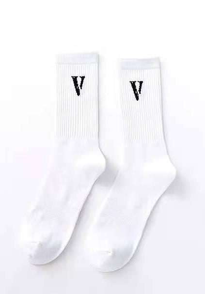 VLONE Men&#39;s Socks 100% Cotton For Men and Women V Logo Letter Orange Friend Hip Hop 1Pair Casual Socks 1Pair