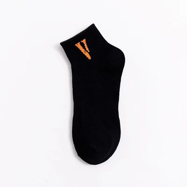 VLONE Men&#39;s Socks 100% Cotton For Men and Women V Logo Letter Orange Friend Hip Hop 1Pair Casual Socks 1Pair