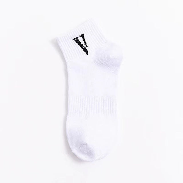 VLONE Men&#39;s Socks 100% Cotton For Men and Women V Logo Letter Orange Friend Hip Hop 1Pair Casual Socks 1Pair